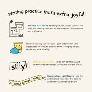 Writing practice that’s extra joyful (playful activities, multi-sensory warm-ups, writing activities, completion certificate)