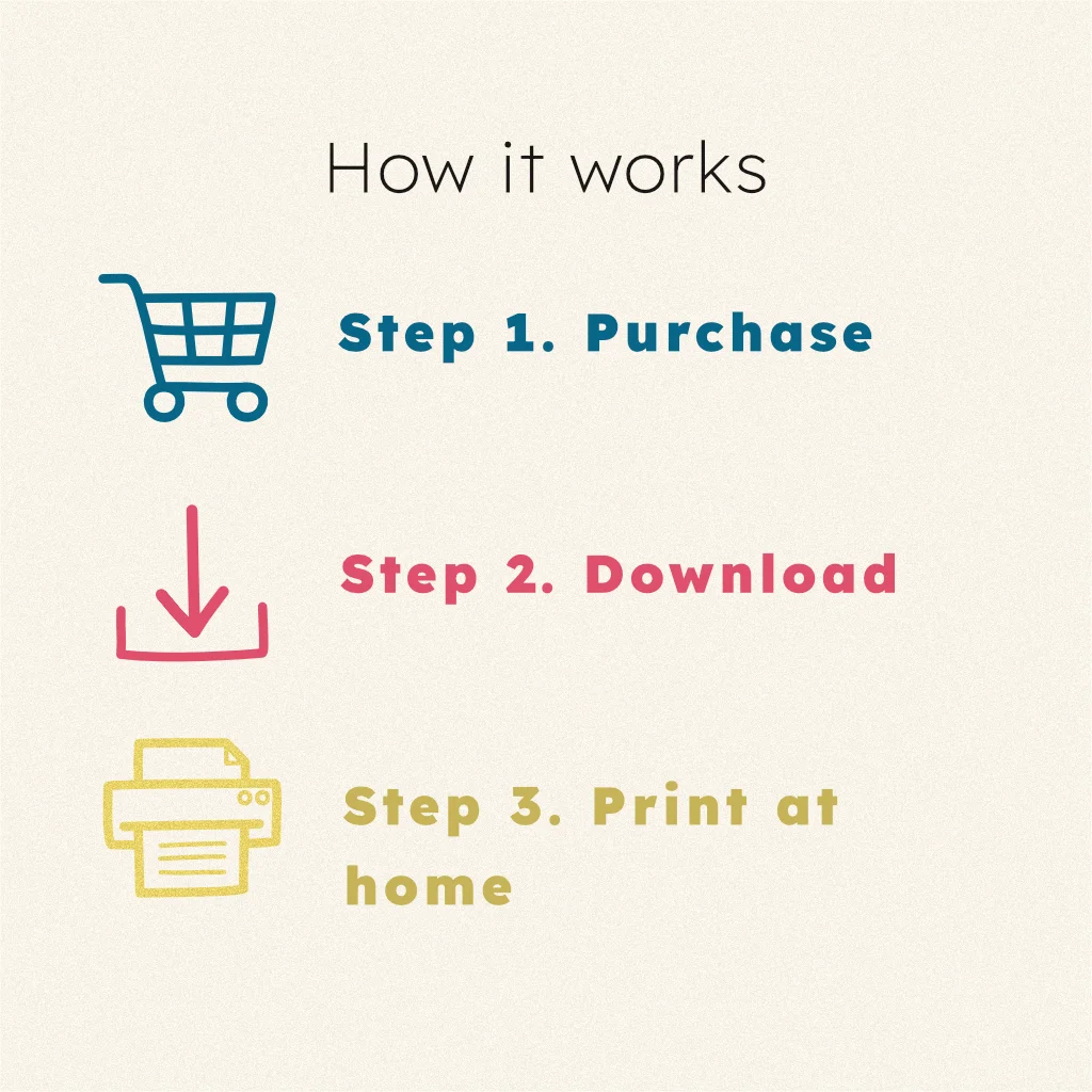 How it works: purchase, download and print at home
